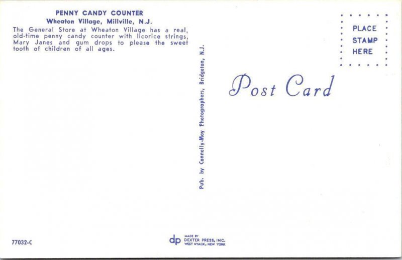3~Postcards  Millville, NJ New Jersey  WHEATON VILLAGE  Christmas~Candy~Stores