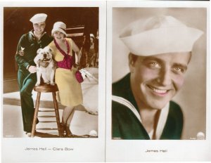 James Hall Clara Bow 2x Real Rare Hand Coloured Photo Postcard s