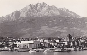 Switzerland Luzern Bahnhof Kongressgebaeude und Pilatus Real Photo