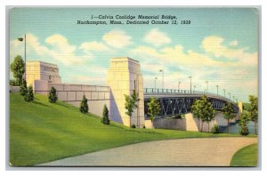 Vintage 1940's Postcard Calvin Coolidge Bridge Northampton Massachusetts