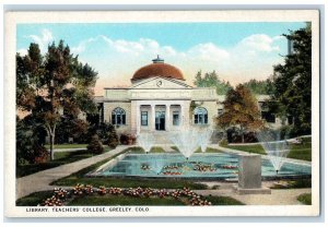 c1960s Library Teachers College Building Fountain Greeley Colorado CO Postcard