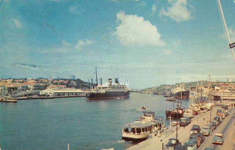 Curacao Netherlands West Indies Harbor Grace Liner Santa Postcard J74706