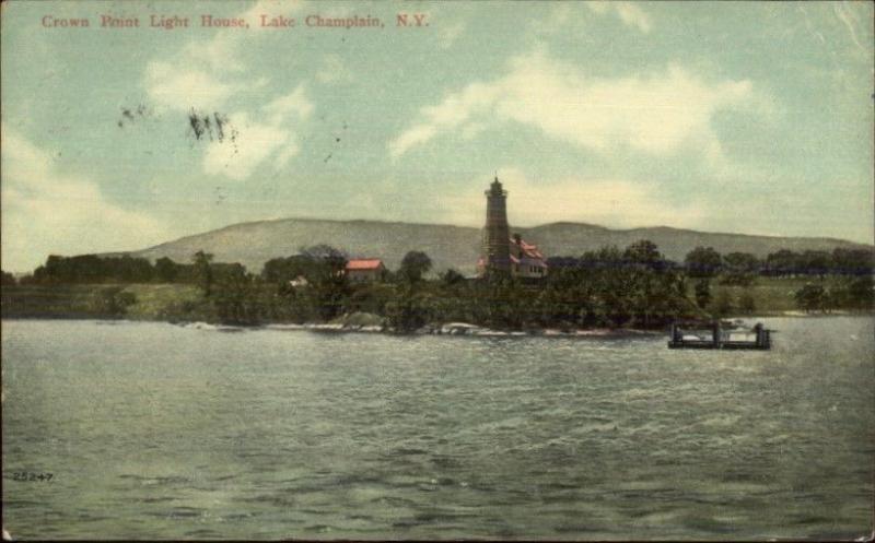 Lake Champlain NY Crown Point Lighthouse c1910 Postcard #2