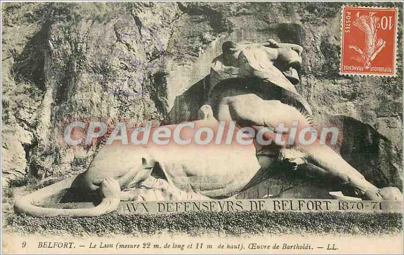 Postcard Old Belfort lion (measuring 22 m long and 11 m high) Artwork Bartholdi