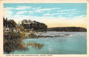 Augusta Maine Lake Cobbossecontee Waterfront Antique Postcard K65942