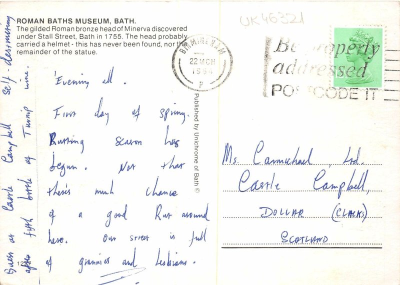 uk46321 roman baths museum bath uk postcard