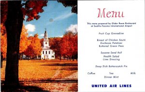 United Air Lines  DINNER MENU  Globe Room Restaurant/Sea-Tac Airport  Postcard