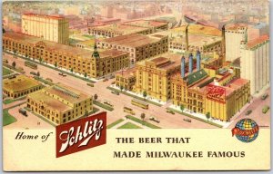 1950's Home Of Schlitz Beer Company Building Milwaukee Wisconsin Posted Postcard