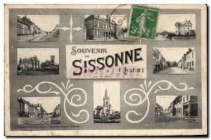 Old Postcard Sissonne Aisne Souenir Army