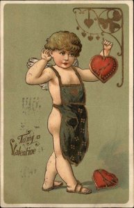 Vvalentine Cupid Blacksmith Fantasy Filigree Heart Art Nouveau c1910 Postcard