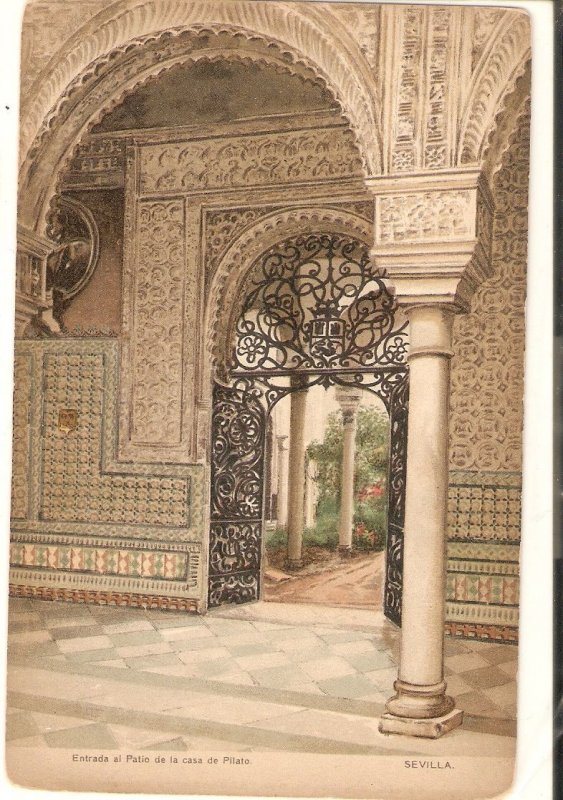 Sevilla. Entrada de la Casa de Pilato Old vintage Stengel Postcard # 29580