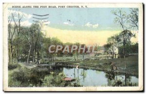 Postcard Scene Along The Old Post Road Port Chester N Y