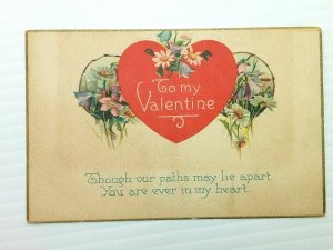 Vintage Postcard 1910's To My Valentine Paths May Lie Apart Ever In My Heart