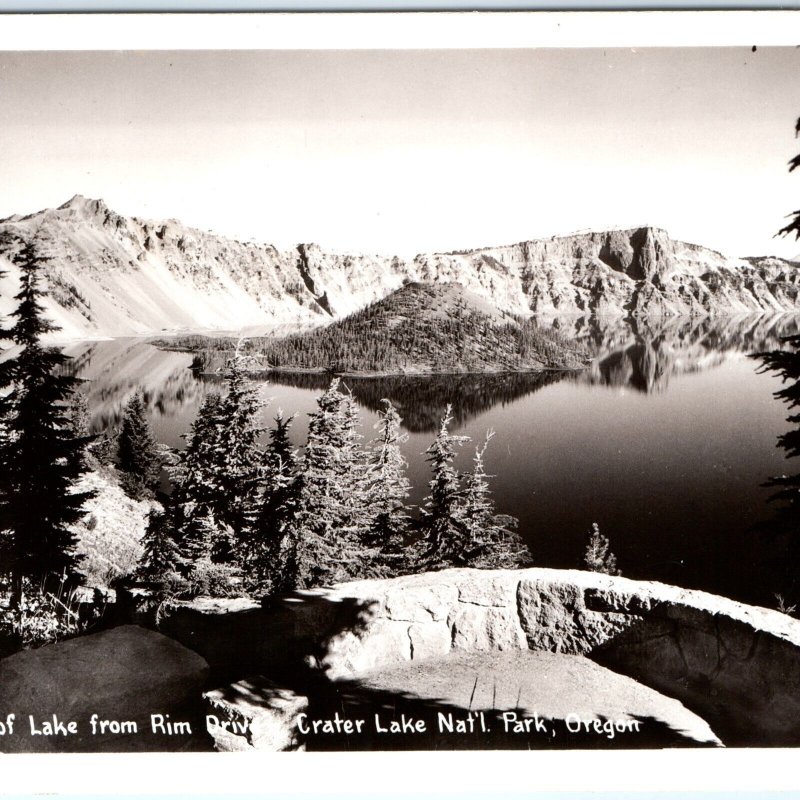 c1940s Crater Lake National Park, OR RPPC Rim Drive View Real Photo Postcard A92