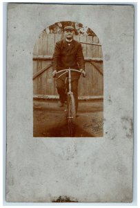 1907 Man Bicycle Germany Indianapolis Indiana IN Antique RPPC Photo Postcard