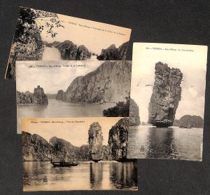 Lot of 4 vintage scenic postcards Vietnam Tonkin