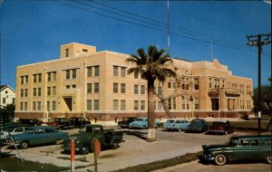 Refugio Texas TX Court House Classic 1960s Cars Pickup Truck Vintage Postcard