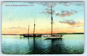 SUMMERSIDE HARBOR, Prince Edward Island Canada ~ BOATS in Harbor 1911 Postcard