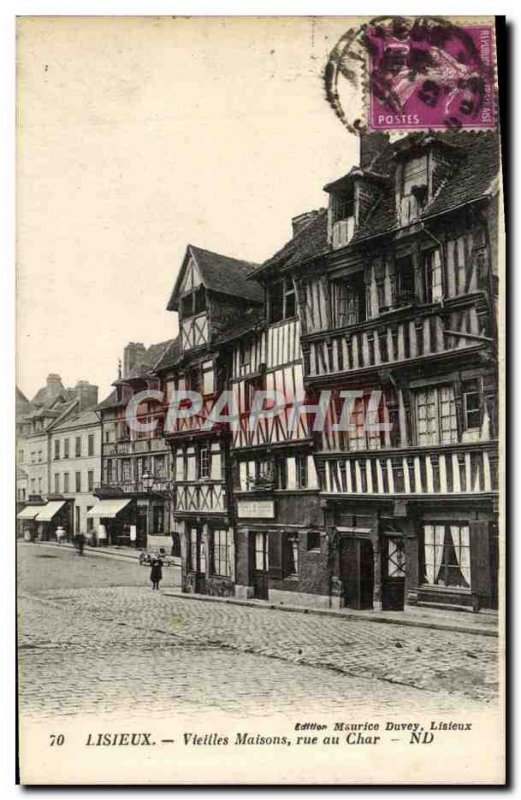Old Postcard Lisieux Old Houses street chariot