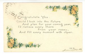 Greeting - Congratulations    (writing on front, postal ink, creases)