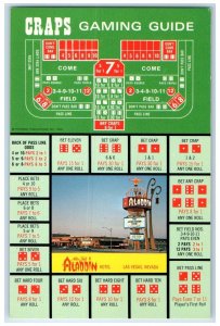 c1960s Milton Prell's Aladdin Hotel Craps Gaming Guide Las Vegas Nevada Postcard