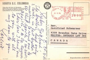 VINTAGE CONTINENTAL SIZE POSTCARD AERIAL VIEW OF MOUNT MONSERRATE BOGOTA