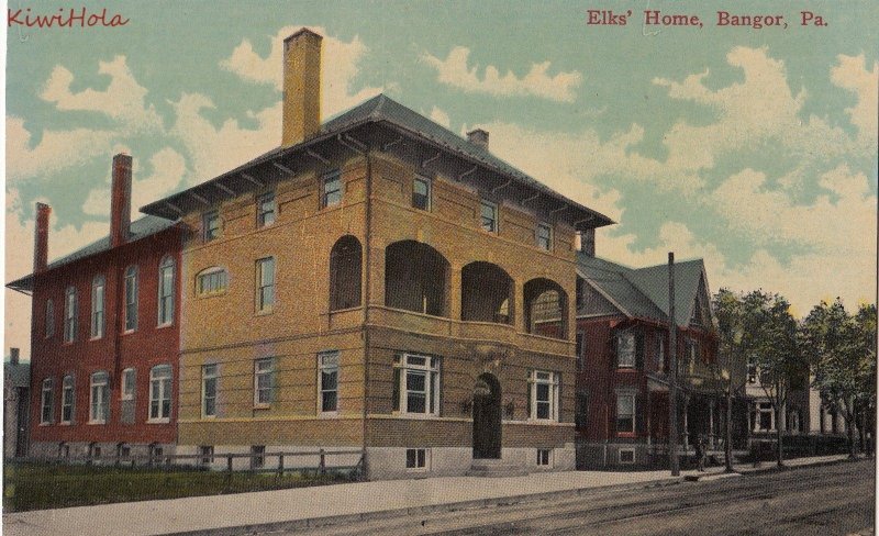 Postcard Elks' Home Bangor PA