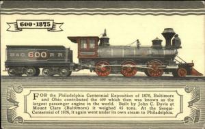 B&O Baltimore & Ohio Railroad Trains 1927 Pageant Postcard 600