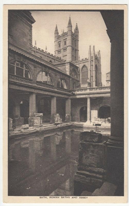 Somerset Bath Roman Baths & Abbey PPC By The Pump Room Unposted c 1930s