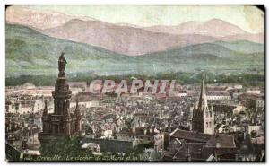 Old Postcard Grenoble steeple of St. marie and the City