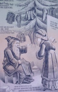 1800s Santa Claus Max Stadler Children's Clothing Christmas Folder Trade Card