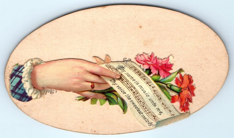 c1880s Nelson Stary Hand Calling Card Sheet Music Oval Trade Visit Die Cut C3