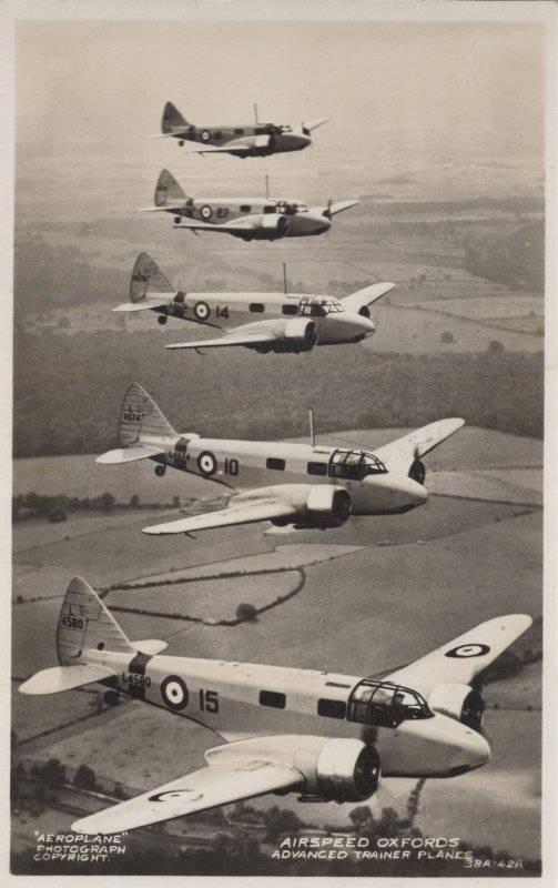 Airspeed Oxfords Military WW2 Plane Formation War Postcard