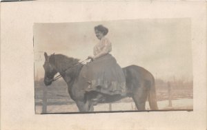 J12/ Grand Island? Nebraska RPPC Postcard c1910 Cowgirl Horse Dress  202