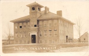 J71/ Vaughnsville Ohio RPPC Postcard c1910 School Building Putnam County 27