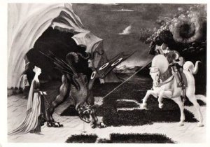 Paolo Uccelio St George & The Dragon Rare London Art Gallery Painting Postcard