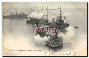 Old Postcard warship Official visit aboard the & # 39escadre