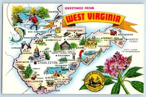 c1950's Greetings From West Virginia WV Panhandle State Correspondence Postcard