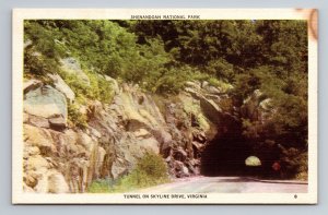 Shenandoah National Park Skyline Drive Tunnel Virginia Vintage Unposted Linen