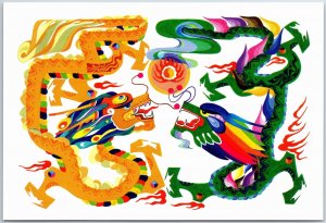 VINTAGE CHINA ILLUSTRATED STAMPED POSTAL CARD LUNARY YEAR OF THE DRAGON ART (A)