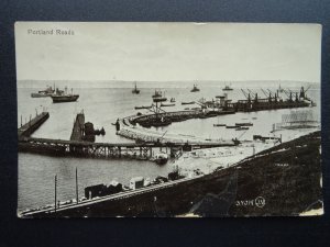 Dorset PORTLAND ROADS & MARINE DOCKS / NAVY TRANING & BATTLESHIPS c1913 Postcard