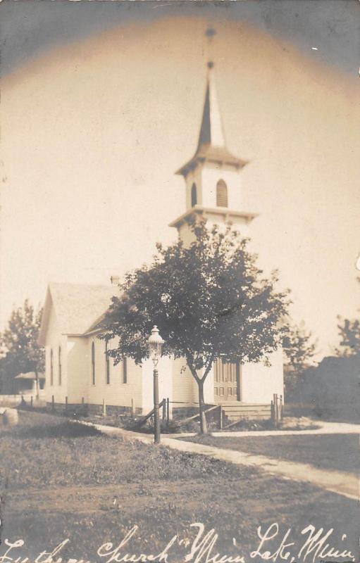 D99/ Minnesota Lake Mn Real Photo RPPC Postcard c1910 Lutheran Church