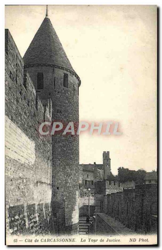 Old Postcard Cite Carcassonne The Tower of Justice