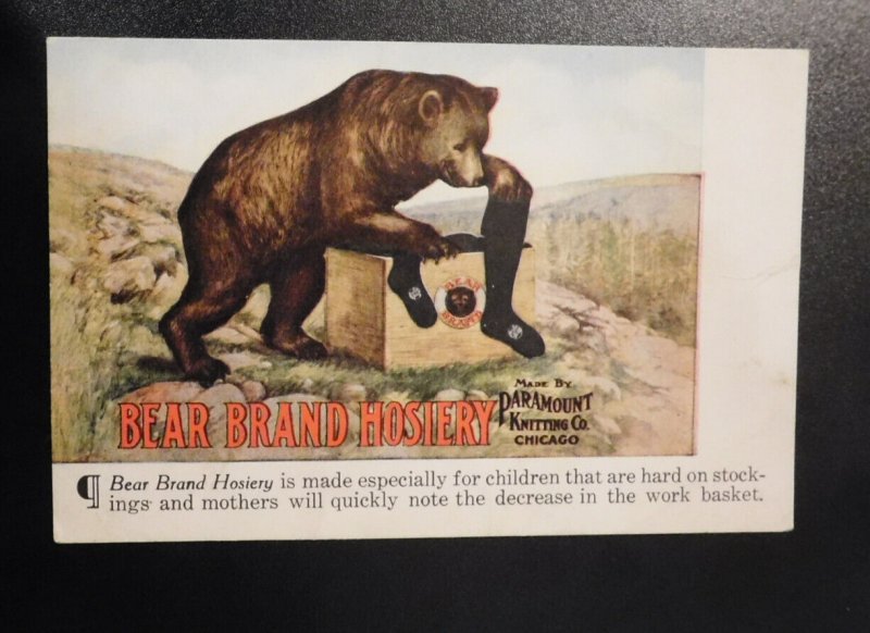 Mint USA Advertising Postcard Bear Brand Hosiery Paramount Knitting Chicago IL