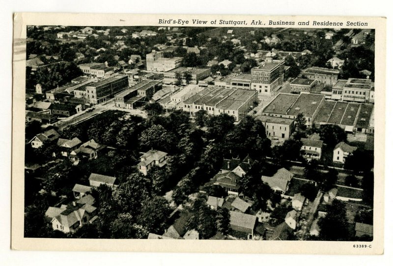 Bird's-Eye View Stuttgart AR Arkansas Vintage Postcard Standard View Card  