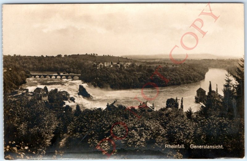 c1930s Switzerland, Schaffhausen, Rheinfall, Generalansicht RPPC Real Photo A138