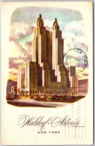 1923 Waldorf Astoria New York NY Fashionable Park Avenue Posted Postcard