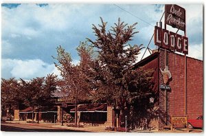 DUDE RANCHER LODGE Billings, Montana Cowboy Sign Roadside 1950s Postcard