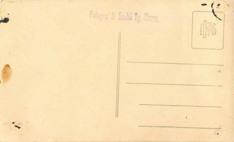 Romania wedding photo postcard military groom bride dated 1935 Targu Mures
