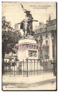 Postcard Old Nantes Statue of Colonel Villebois Mareuil